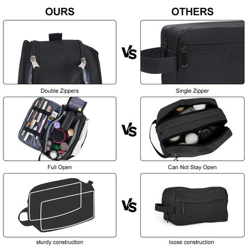 Txinrbaod Travel Toiletry Bag for Men Toiletry Bag Dopp Kit Water-resistant Shaving Bag Large Travel Toiletry Organizer Travel Essentials Black
