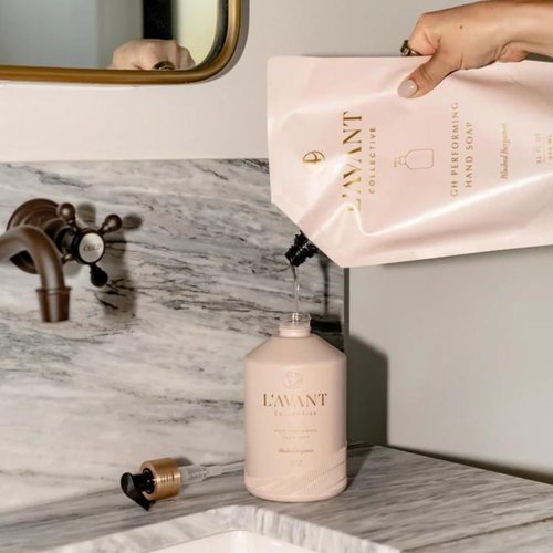 L'AVANT Collective Hand Soap - Luxurious Bergamot & Orange Blossom | 16 Fl Oz Reusable Glass Bottle