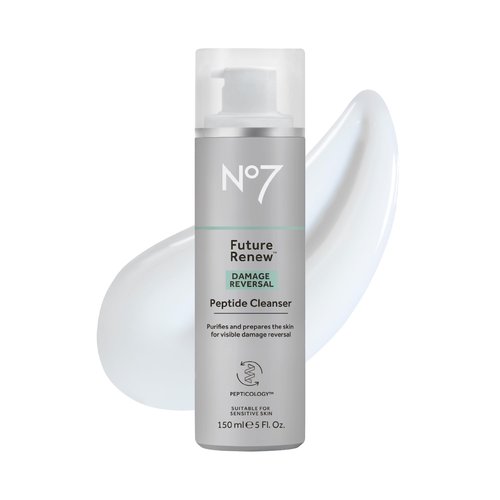 No7 Future Renew Damage Reversal Peptide Gentle Face Cleanser - Anti-Aging Face Wash to Help Visibly Remove Impurities for Smoother, Nourished Skin - Fragrance-Free Formula (5 Fl Oz)