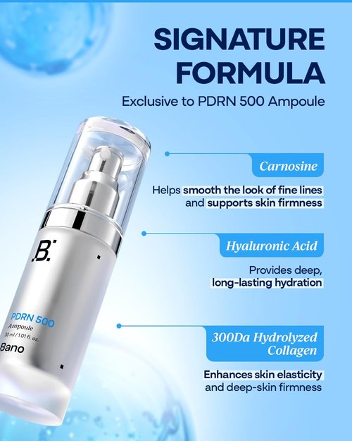 Bano PDRN 500 Ampoule - Firming Hydrating Serum with PDRN, Peptides & Collagen | Fragrance-Free 1.01 fl oz