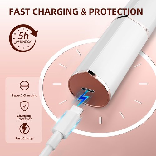 Facial Hair Removal for Women, Electric Rechargeable Painless Hair Remover for Face, Upper Lips, Chin, Peach Fuzz, with LED Light