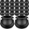 Mini Plastic Cauldrons for Halloween Party Favors - Black, Set of 26