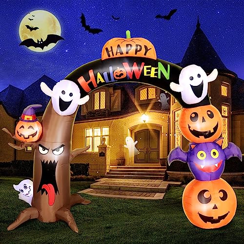 Halloween Inflatable Arch with LED Lights, Dead Tree Design, 10FT Long & 8FT Tall Yard Decoration