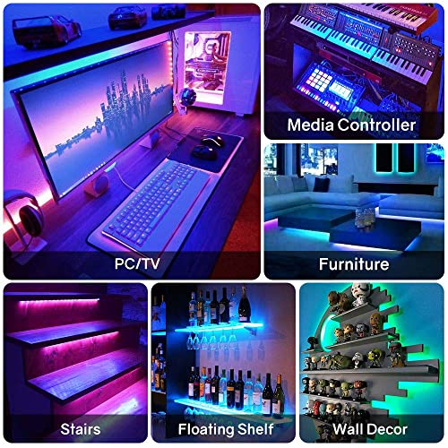 Pre-Cut LED Strip Lights Kit with RF Remote, Power Supply, Connectors - 12 Inch RGB Accent Lighting for TV, Home, DIY