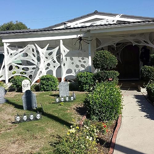 Giant Spider Web Netting 4lb Halloween Decoration 1900 sqft - Outdoor Use, CMKTA Variation