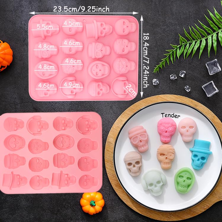 Halloween Skull Silicone Molds Set - 32 Cavities for Candy, Chocolate & Cake Decorations