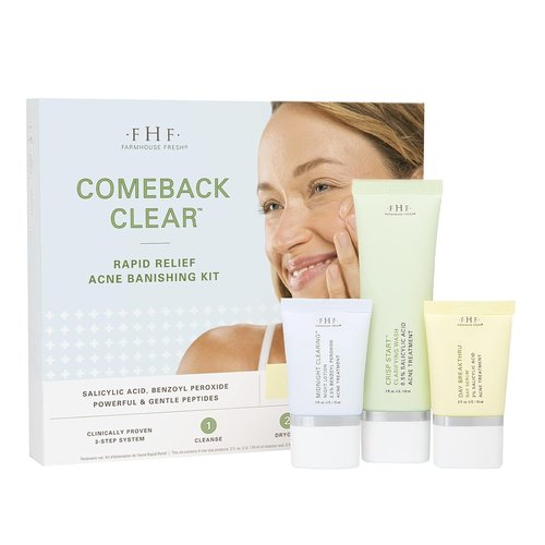 FarmHouse Fresh Acne Kit - Rapid Relief Acne Treatment for Clear Skin | Face Wash & Soap Included