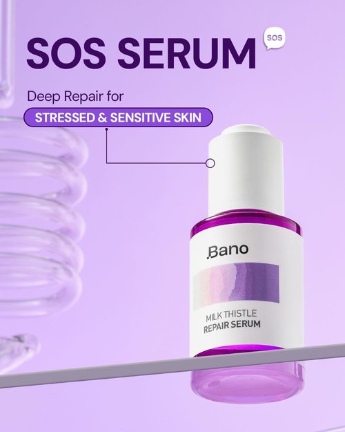 BANO Milk Thistle Repair Serum - Skin Barrier Repair Essence | Calming & Hydrating Face Serum with Centella for Sensitive Skin | Fast-Absorbing | Korean Skin Care | Fragrance Free | 1.01 fl oz