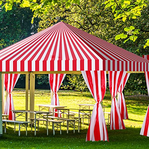 Red and White Striped Tablecloth Roll - 100 Ft Carnival Party Decor