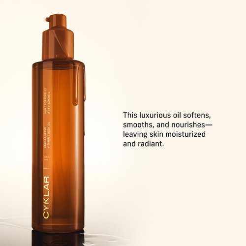 CYKLAR Vitamin C Body Oil - Moisturizing Vanilla Verve Scented Serum for Glowing Skin | 4.2 Fl Oz