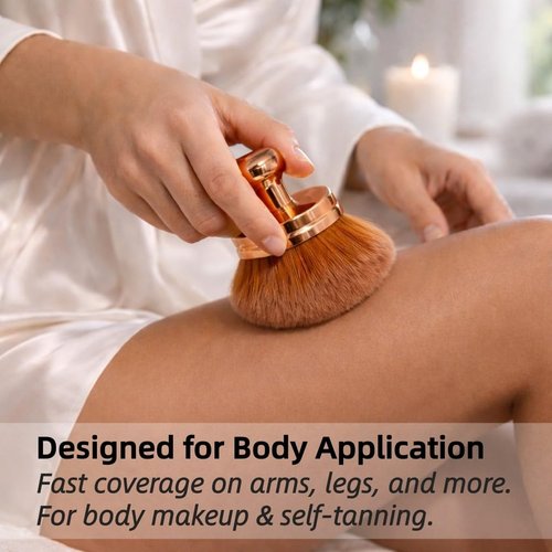 Skiennix Extra Large Self Tanner Brush - Ultra-Dense Kabuki Brush for Streak-Free Body Makeup | Bronzing & Glow Cream