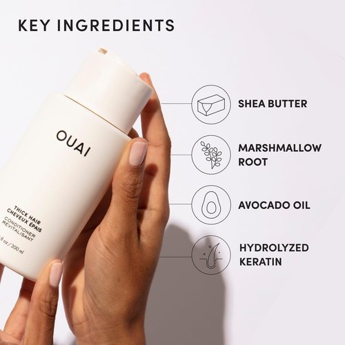 OUAI Thick Hair Conditioner - Moisturizing Formula for Dry, Frizzy Hair - 10 Oz, Paraben & Sulfate Free
