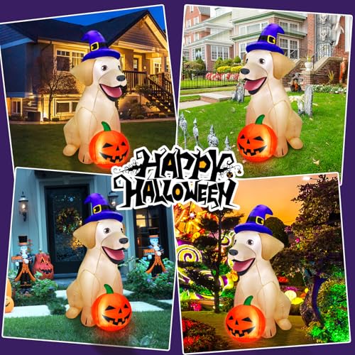 5Ft Halloween Inflatable Dog Decor with LED Light Outdoor Yard Decoration