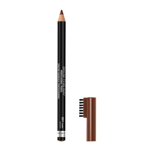 Rimmel London Eyebrow Pencil - Long-Wearing, Highly Pigmented with Built-In Brush | Dark Brown, 0.05oz
