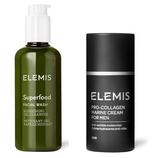 ELEMIS Superfood Facial Wash & Pro-Collagen Marine Cream for Men - Nourishing Skincare Duo