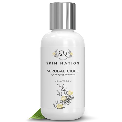 Skin Nation Scrubalicious Exfoliator - Gentle Face Scrub with Glycolic Acid & Aloe Vera | 4 oz