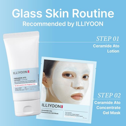 Illiyoon Ceramide Ato Concentrate Gel Face Mask | 34g x 4ea, Ceramide & Collagen Hydrating Overnight Hydrogel Mask with Hyaluronic Acid, Korean Pore Tightening Sleep Mask, Glass Skin Glow