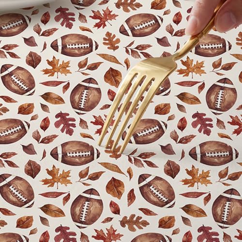 Fall Fitted Tablecloth for 64x44 Inch Oval Table - Brown Leaf Football Design - Caramel Variation