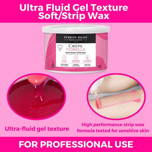 Cirepil - Fiorella - 400g / 14.11 oz Soft Wax Tin - Fresh Peony Scent & Rosin-Free Formula - Beginner-Friendly Strip Wax for Face & Body - Low Temp Refill Tin, Strips Needed