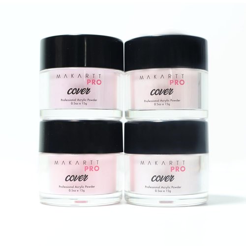 MakarttPro Acrylic Powder Set | 4 Cool Tone Colors - 0.5oz Cover Powders for Nail Extensions & Sculpting