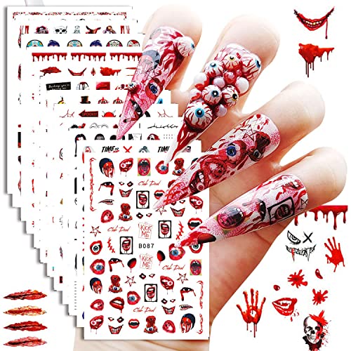 Halloween Nail Art Stickers 3D Self-Adhesive Skull Ghost Wounds - Nail Sticker-3