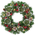 Artificial Christmas Wreath for Front Door - Green, 18 Inch Holiday Decor
