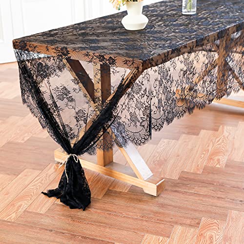 Black Lace Tablecloth 60x120 Inch - Formal & Casual Decor, Variation 2