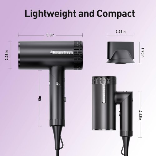 Skiennix High-Speed Ionic Hair Dryer - 1600W Powerful Motor for Fast Drying | Lightweight & Foldable Design