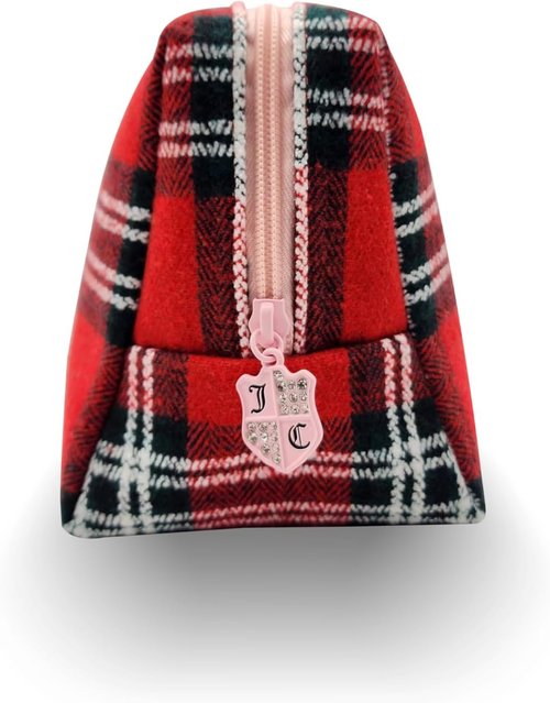 Juicy Couture Red Makeup Bag - Stylish Cosmetics Organizer for Travel | Zip Top Wedge Design