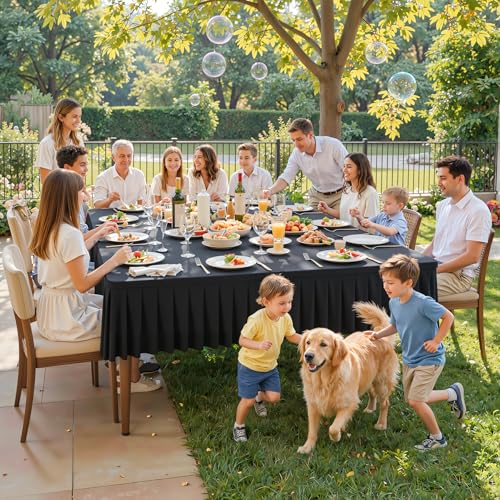 Black Square Tablecloth 54x54 Inch Elastic Fit 2 Pack for 54" Tables - Party Talk