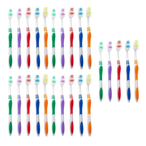 natraco Bulk Toothbrush Pack with Covers | Premium Quality Individually Wrapped Colorful Tooth Brushes | Medium Soft Bristles for Travel, Donations, Hotels (25)