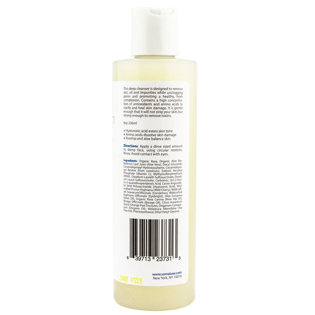 Somaluxe Hyaluronic Acid Face Wash - Vitamin C Anti-Aging Daily Cleanser for All Skin Types, 8oz