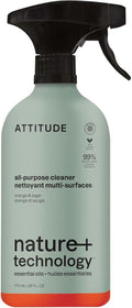 ATTITUDE All-Purpose Cleaner Spray - Plant-Based, Streak-Free Formula | Sage & Orange, 26 Fl Oz