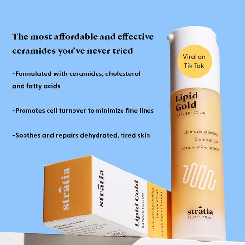 Stratia Lipid Gold Ceramide Moisturizer - Hydrates & Soothes All Skin Types, 1.7 Fl Oz