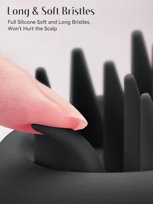 HEETA Scalp Massager - Hair Growth Scrubber with Soft Bristles | Dandruff Exfoliator & Relaxation, Black