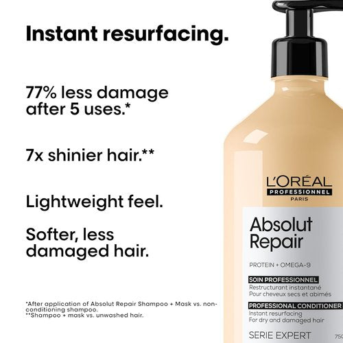 L'Oréal Professionnel Paris Absolut Repair Conditioner - Nourishing Treatment for Dry, Damaged Hair | Restores Shine and Strength