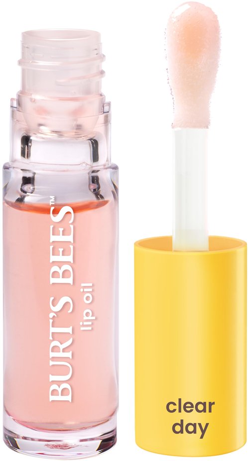 Burt's Bees Lip Oil for Valentine's Day, Clear Day, Instant Hydration, Nourishes and Softens Lips, High Shine Finish, Responsibly Sourced Jojoba Oil, Non Sticky, Wand Applicator, 0.15 Ounce
