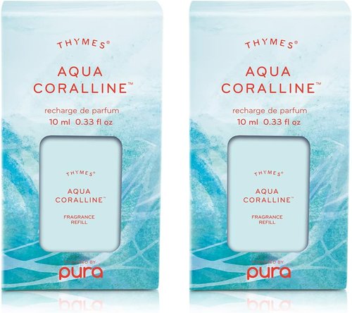 Thymes Aqua Coralline Plug-In Diffuser Refills - Smart Home Aromatherapy, Pack of 2