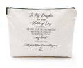 Vancsenia Makeup Bag for Bride - To My Daughter On Her Wedding Day Gifts for Daughter, Personalized Bridal Cosmetic Bag, Cute Travel Toiletry Pouch, Bride-to-Be Present, Mother of Bride Gift