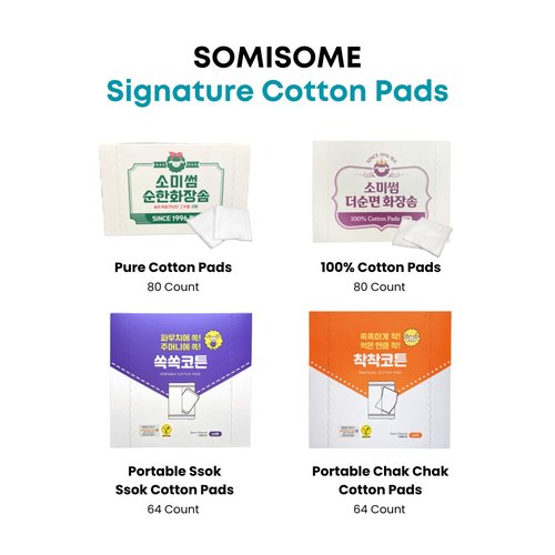 SOMISOME 1/2 Seeruse Cotton Pads Large Pack - Premium Korean Facial Cotton Pads for Makeup Removal and Skincare, Lint-Free, Soft and Thin, Toner Mask, Hypoallergenic, 160 Count
