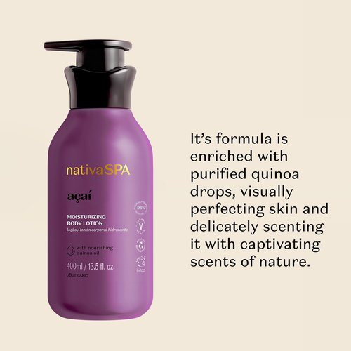 Nativa SPA by O Boticário Açaí Body Lotion - Long-Lasting Hydration & Lightweight Formula | 13.5 Oz