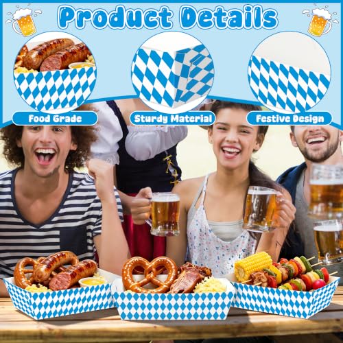 Oktoberfest Paper Food Trays Pack of 100 - Foldable Bavarian Party Supplies