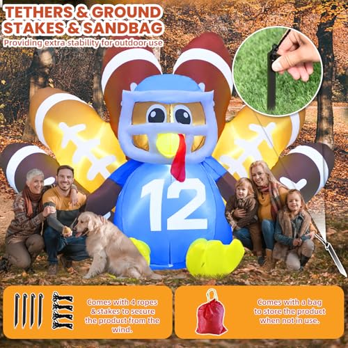 8FT Thanksgiving Inflatable Turkey with LED Lights - Outdoor Garden Decor - Variation of Turkey #12