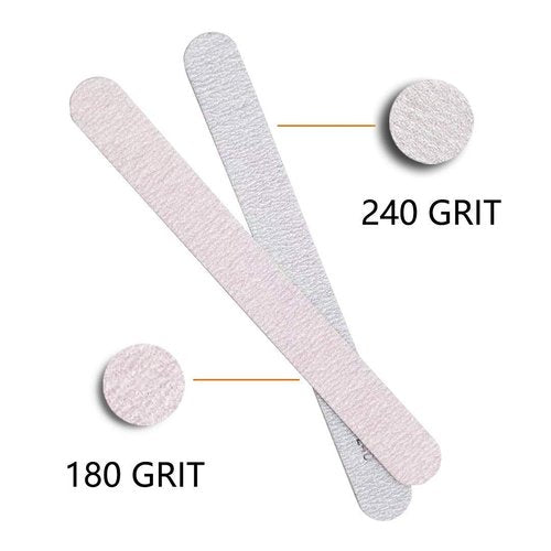50pcs Wooden Nail Files 180/240 Grit for Natural Nail, Bending Without Breaking