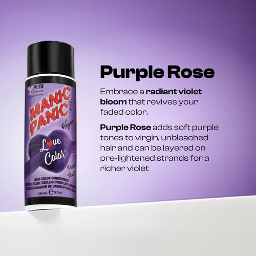 MANIC PANIC Medium Deep Violet Color Depositing Conditioner - Nourishes & Refreshes Hair - 8oz Purple Rose