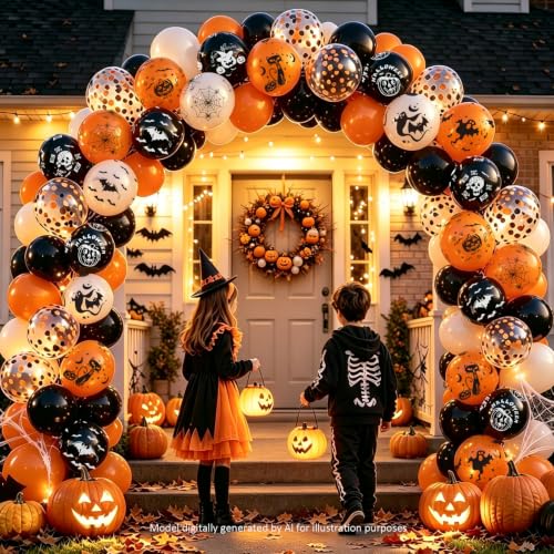 Halloween Balloons Set 65PCS Orange Black White Party Decorations