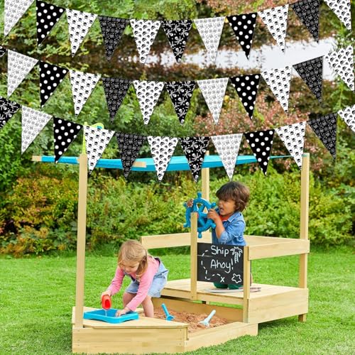 Pirate Banner Flags Party Decorations - 49ft Pirate Triangle Bunting & Garlands, 60pcs