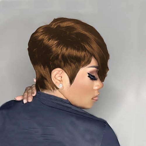 SAEIALL Short Pixie Cut Wig for Black Women Black Pixie Human Hair Chocolate Brown Short Wigs for Women Soft Real Human Hair Glueless Layered Wigs with Bangs Full Machine Made (Brown)