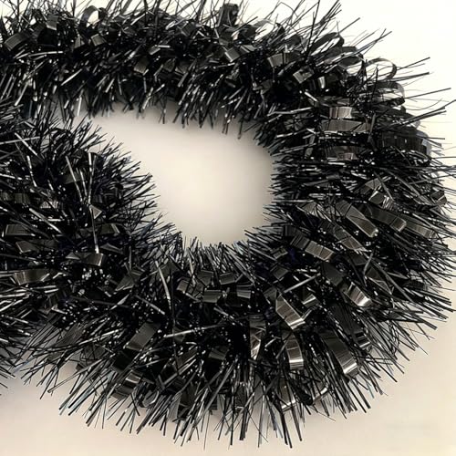 Black Tinsel Garland 33Ft Christmas Decorations Festive Holiday Party Decor