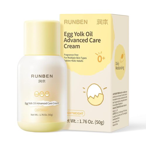 RUNBEN Baby Face Cream - 48H Deep Moisturizing with Egg Yolk Oil | Gentle, Fragrance-Free Lotion for Dry Skin, 1.76 oz
